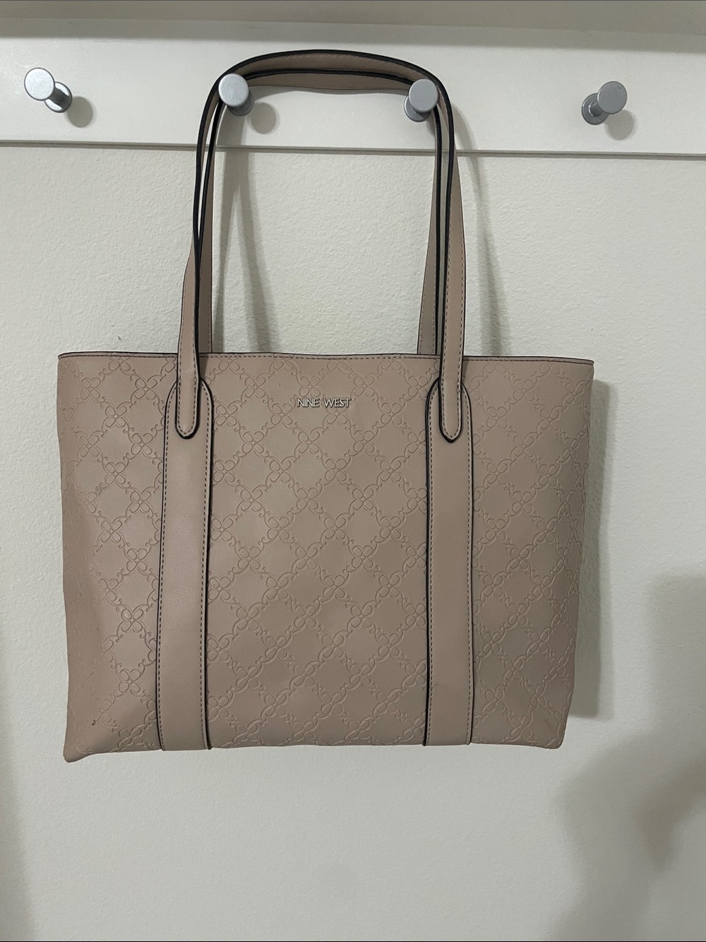 Nine West Taupe Embossed Tote Bag